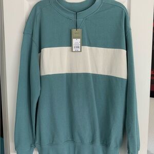 Goodfellow Teal and Cream Crewneck Sweater